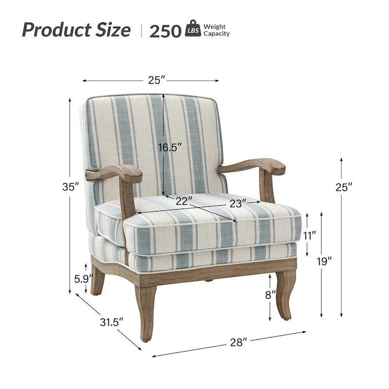 Fauteuil Rinaldo Farmhouse en polyester avec pieds en bois massif, lot de 2, par HULALA HOME