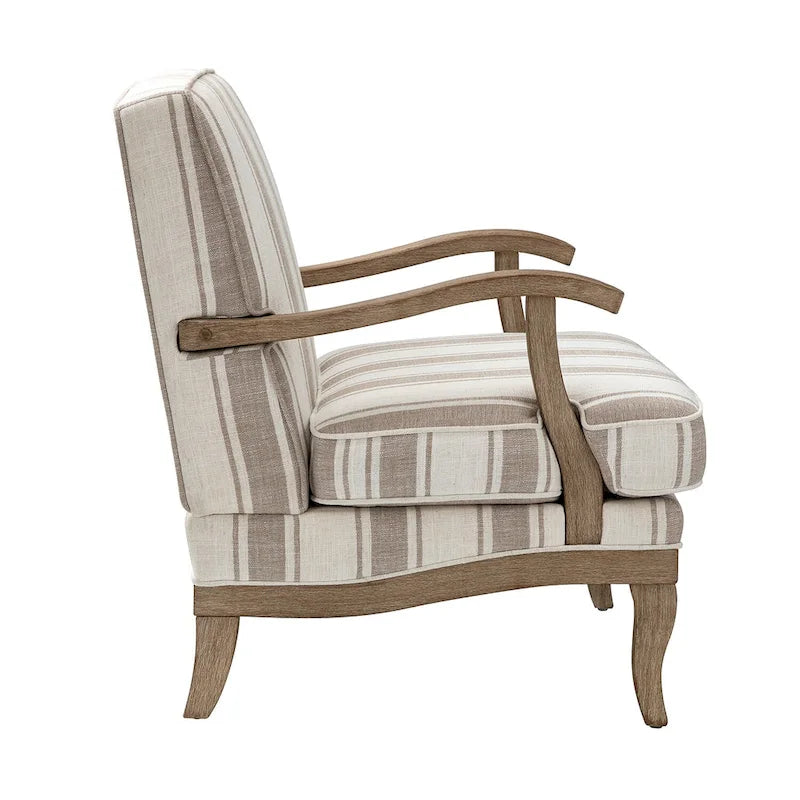 Fauteuil Rinaldo Farmhouse en polyester avec pieds en bois massif, lot de 2, par HULALA HOME