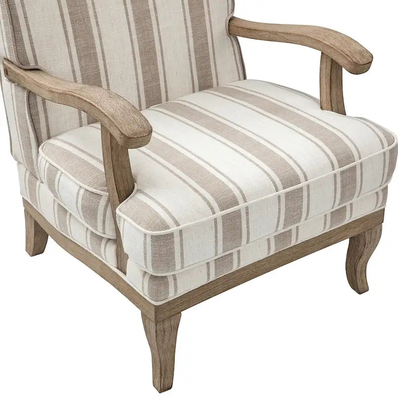 Fauteuil Rinaldo Farmhouse en polyester avec pieds en bois massif, lot de 2, par HULALA HOME