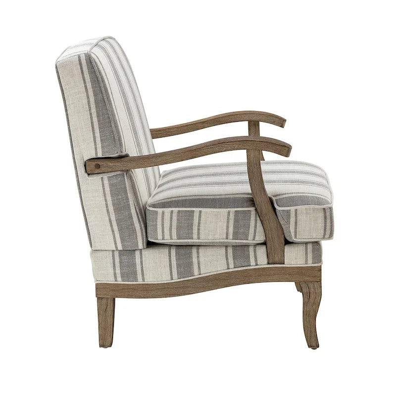 Fauteuil Rinaldo Farmhouse en polyester avec pieds en bois massif, lot de 2, par HULALA HOME
