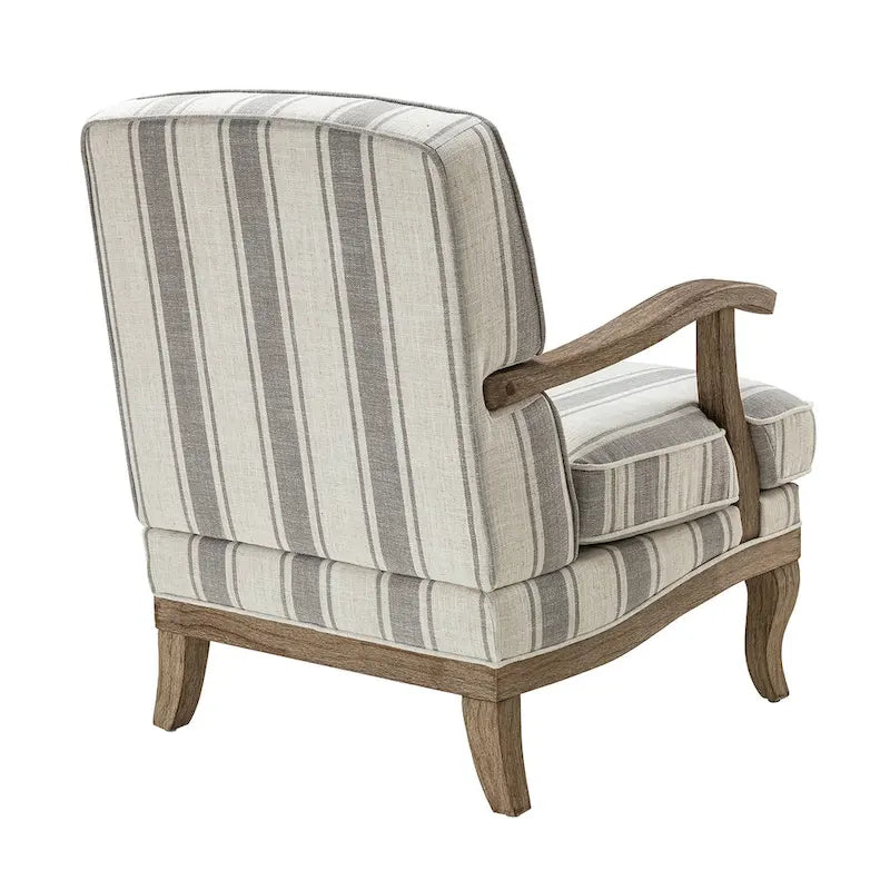Fauteuil Rinaldo Farmhouse en polyester avec pieds en bois massif, lot de 2, par HULALA HOME