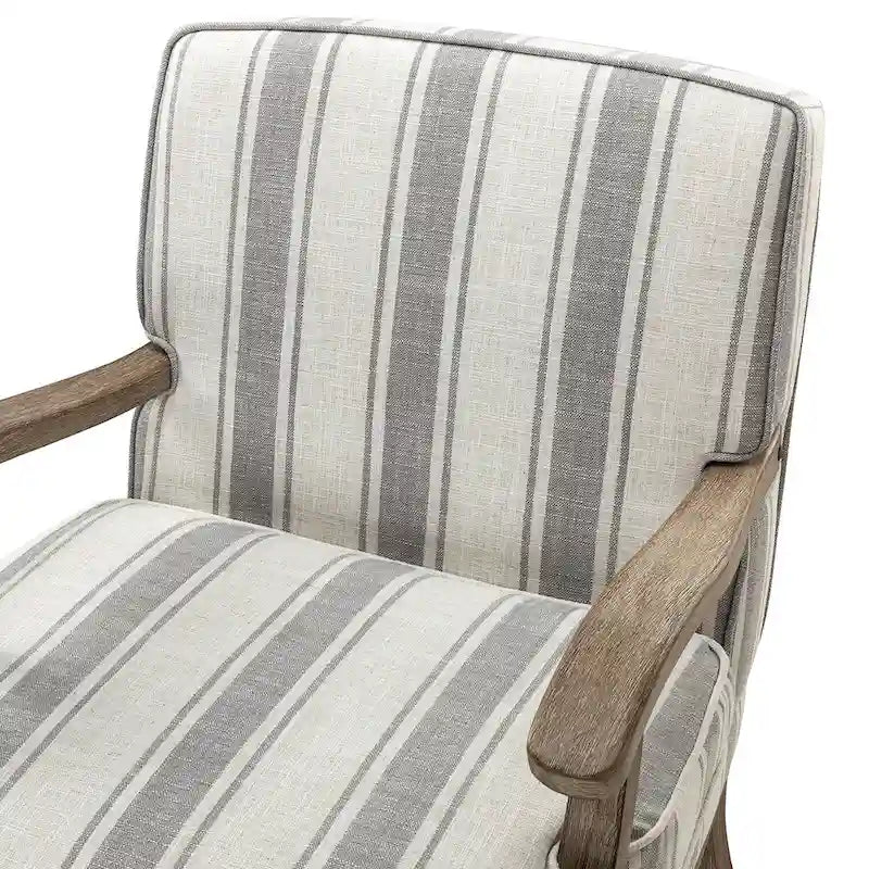 Fauteuil Rinaldo Farmhouse en polyester avec pieds en bois massif, lot de 2, par HULALA HOME