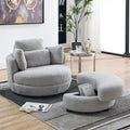 Fauteuil pivotant Circle avec pouf de rangement Moon et 4 coussins