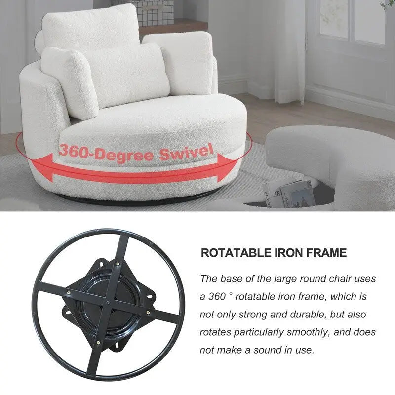 Fauteuil pivotant Circle avec pouf de rangement Moon et 4 coussins
