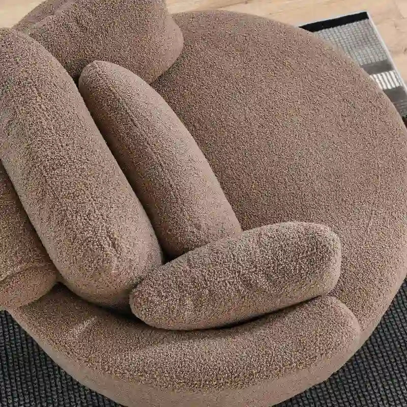 Fauteuil pivotant Circle avec pouf de rangement Moon et 4 coussins