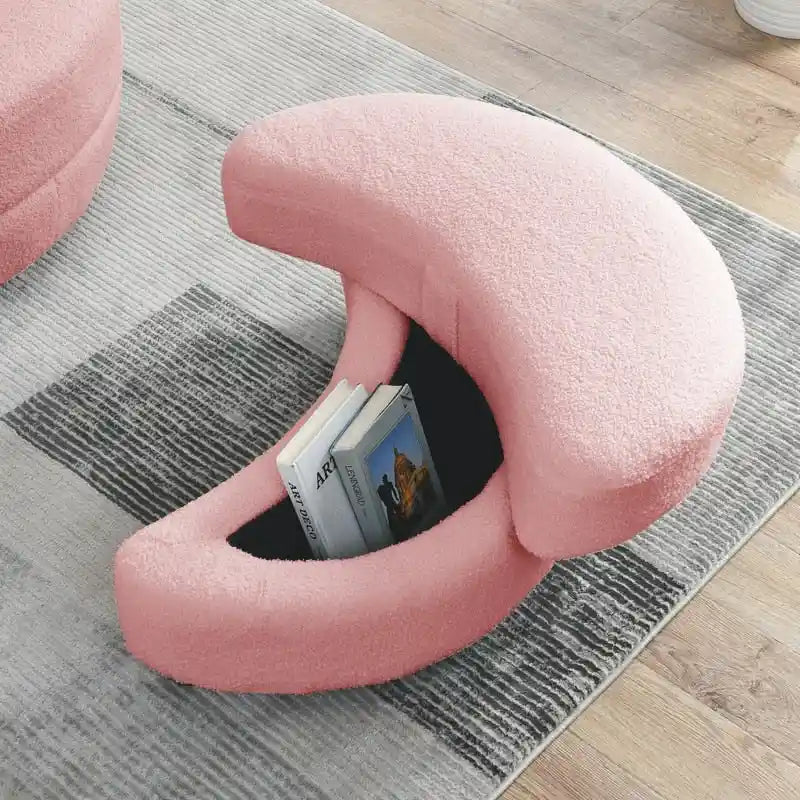 Fauteuil pivotant Circle avec pouf de rangement Moon et 4 coussins