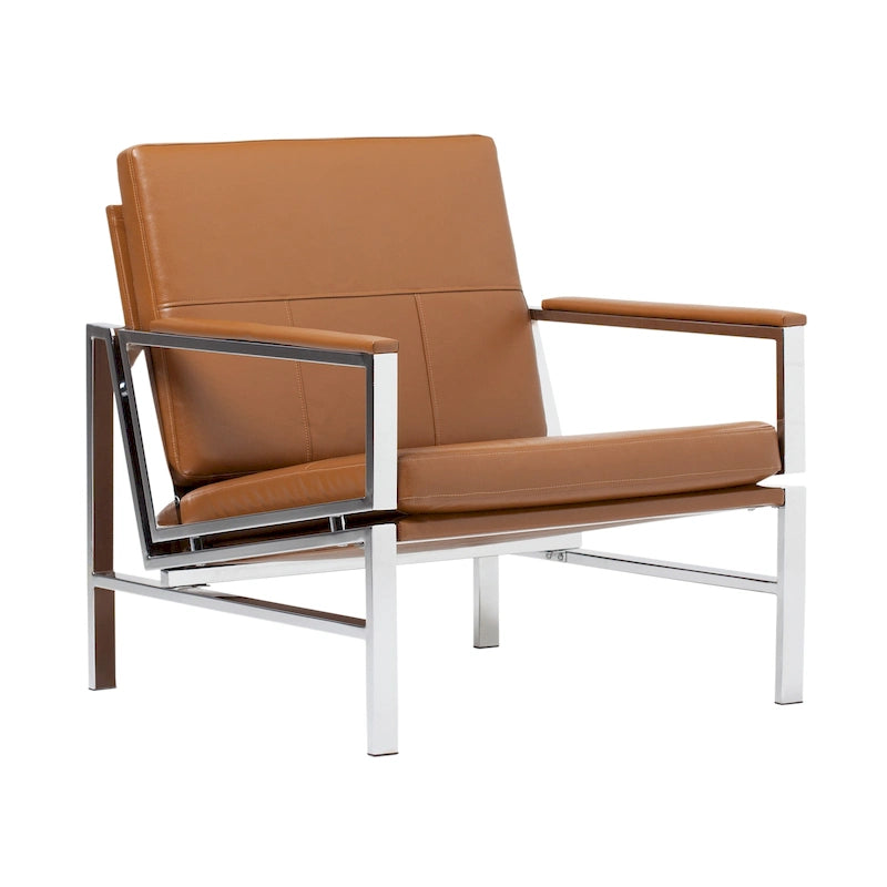 Fauteuil d'appoint du milieu du siècle en métal et cuir reconstitué Strick & Bolton Regina