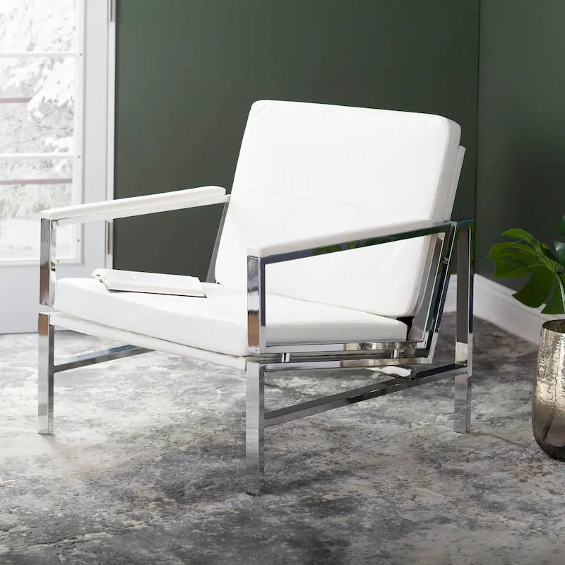 Fauteuil d'appoint du milieu du siècle en métal et cuir reconstitué Strick & Bolton Regina