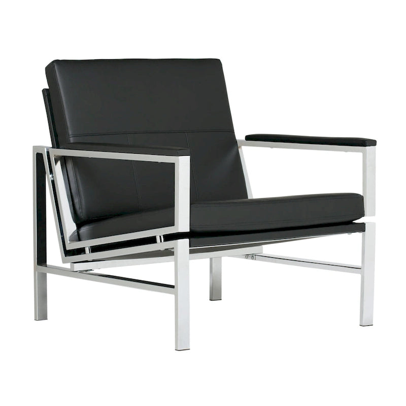Fauteuil d'appoint du milieu du siècle en métal et cuir reconstitué Strick & Bolton Regina