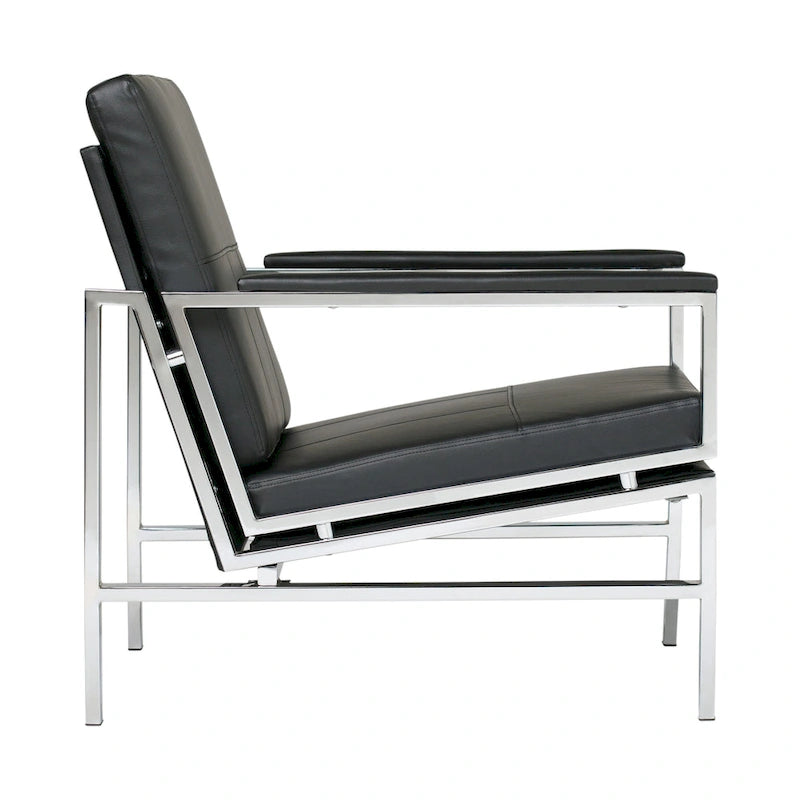 Fauteuil d'appoint du milieu du siècle en métal et cuir reconstitué Strick & Bolton Regina