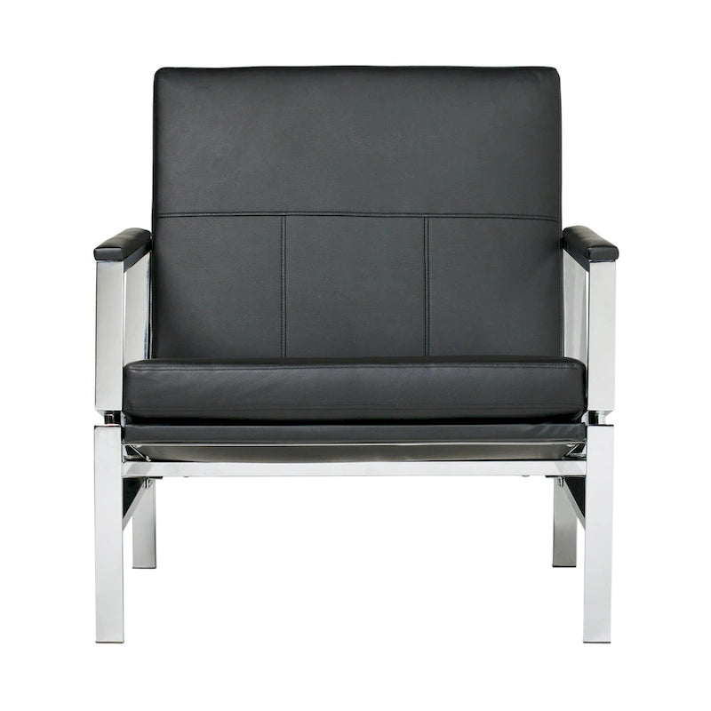 Fauteuil d'appoint du milieu du siècle en métal et cuir reconstitué Strick & Bolton Regina