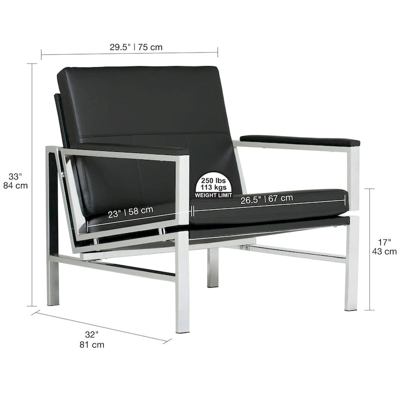 Fauteuil d'appoint du milieu du siècle en métal et cuir reconstitué Strick & Bolton Regina