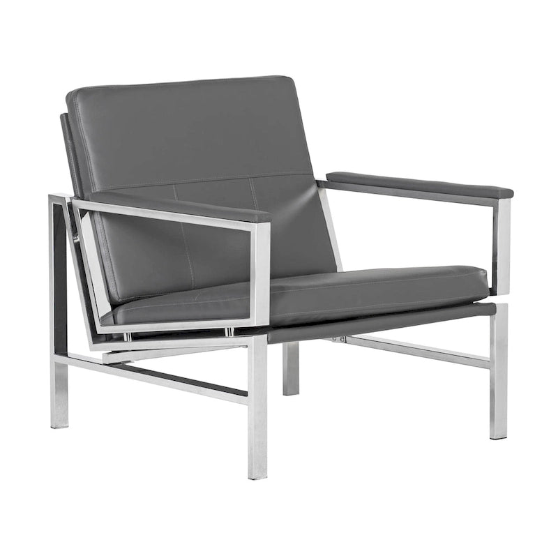 Fauteuil d'appoint du milieu du siècle en métal et cuir reconstitué Strick & Bolton Regina
