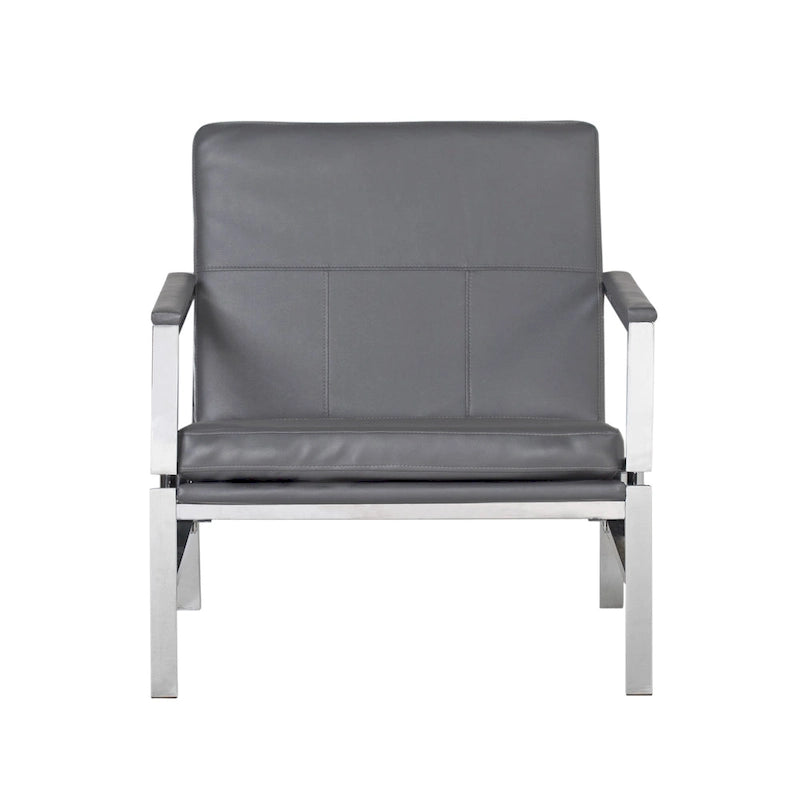 Fauteuil d'appoint du milieu du siècle en métal et cuir reconstitué Strick & Bolton Regina