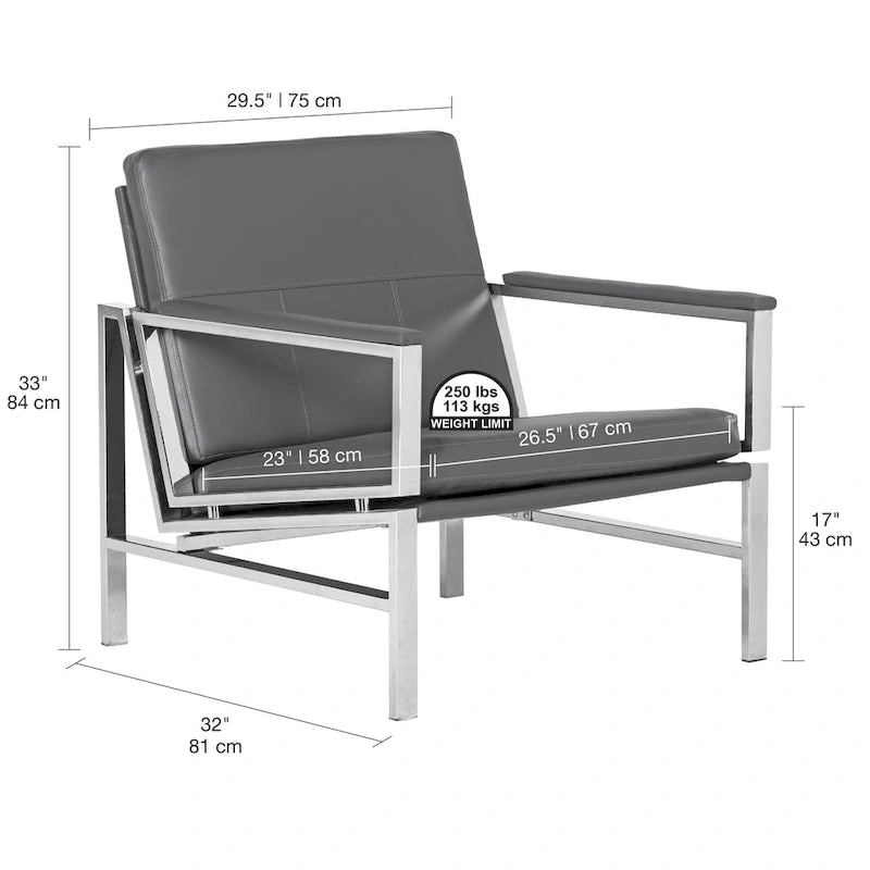 Fauteuil d'appoint du milieu du siècle en métal et cuir reconstitué Strick & Bolton Regina