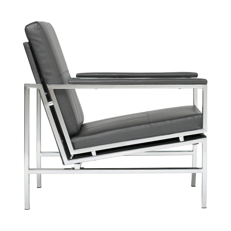 Fauteuil d'appoint du milieu du siècle en métal et cuir reconstitué Strick & Bolton Regina