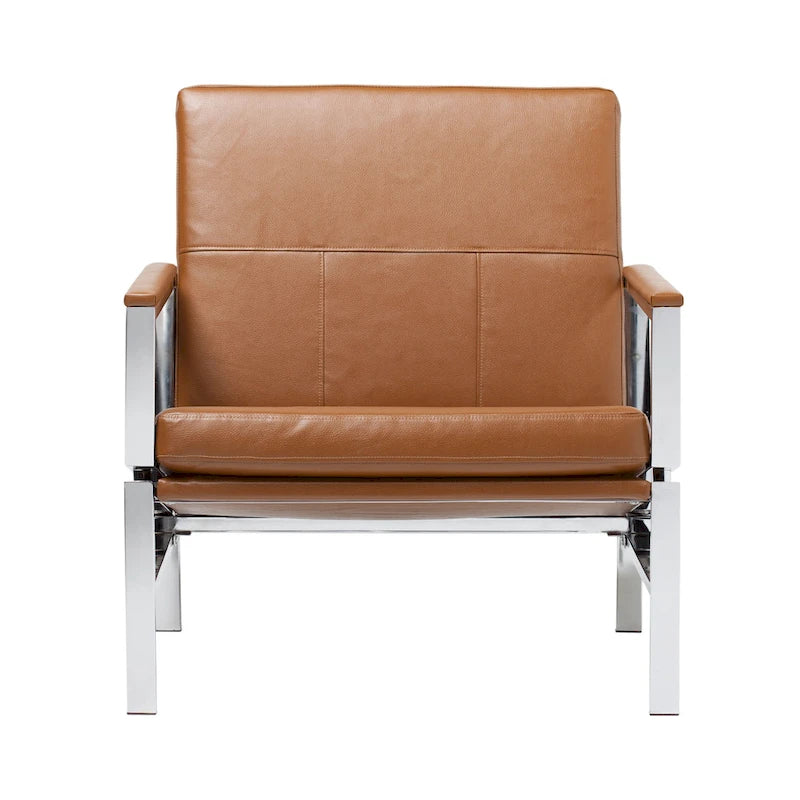 Fauteuil d'appoint du milieu du siècle en métal et cuir reconstitué Strick & Bolton Regina
