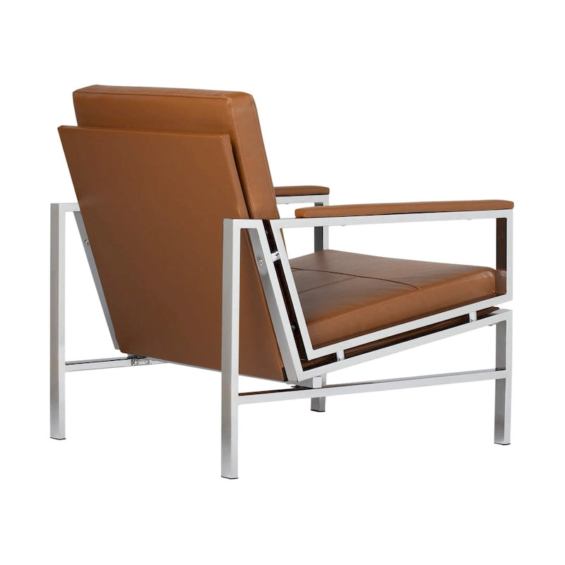 Fauteuil d'appoint du milieu du siècle en métal et cuir reconstitué Strick & Bolton Regina