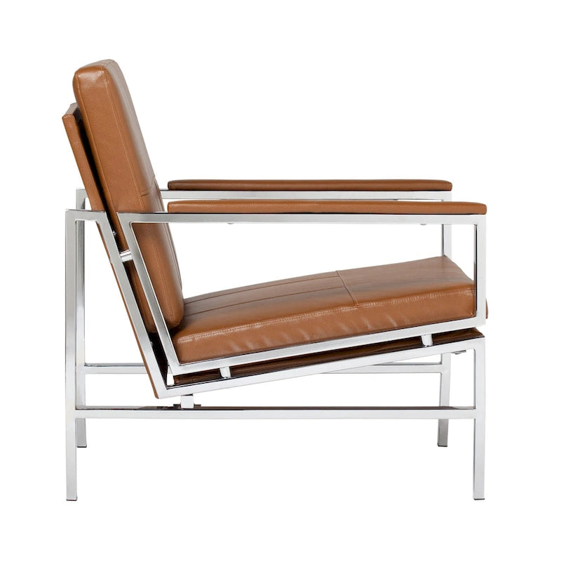 Fauteuil d'appoint du milieu du siècle en métal et cuir reconstitué Strick & Bolton Regina