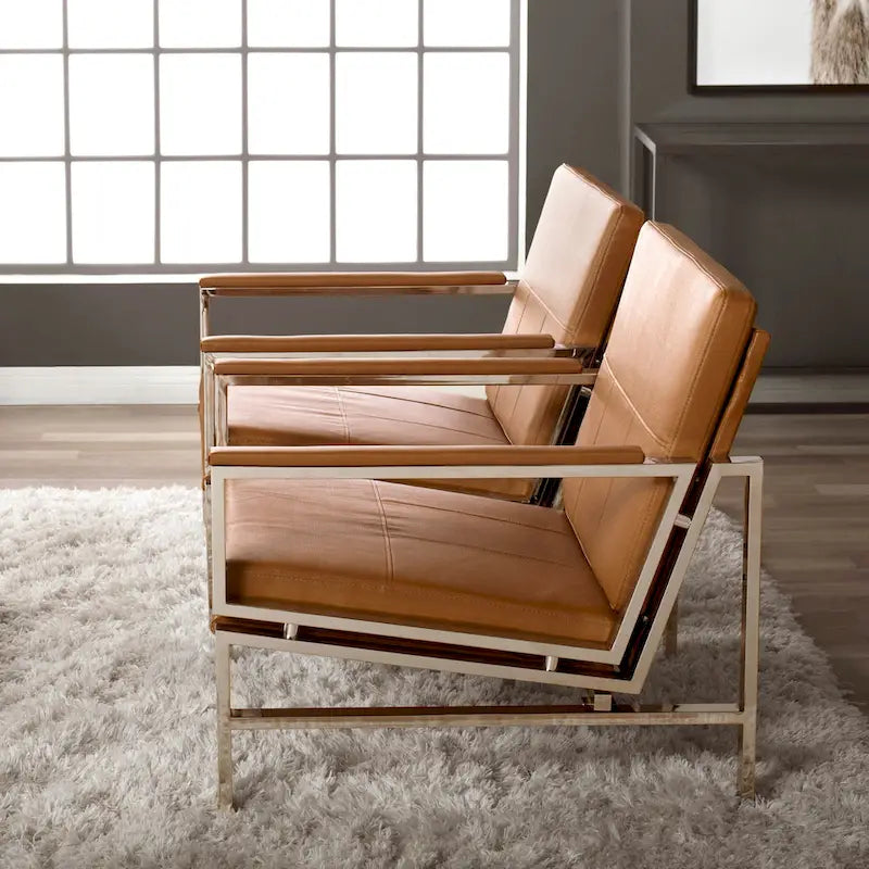 Fauteuil d'appoint du milieu du siècle en métal et cuir reconstitué Strick & Bolton Regina