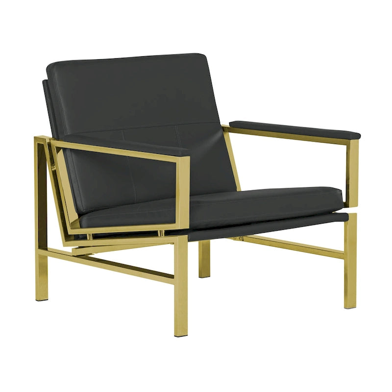 Fauteuil d'appoint du milieu du siècle en métal et cuir reconstitué Strick & Bolton Regina
