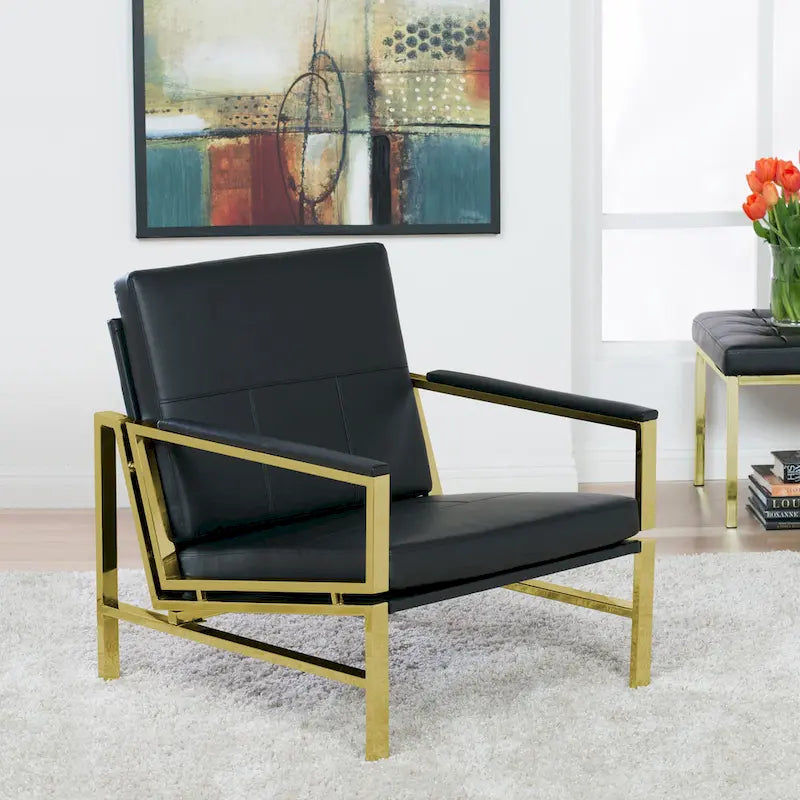 Fauteuil d'appoint du milieu du siècle en métal et cuir reconstitué Strick & Bolton Regina