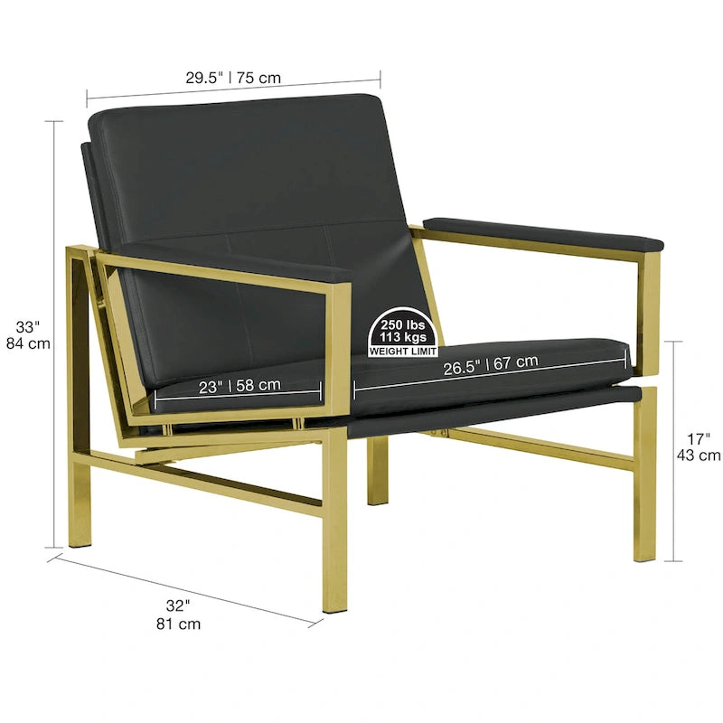 Fauteuil d'appoint du milieu du siècle en métal et cuir reconstitué Strick & Bolton Regina