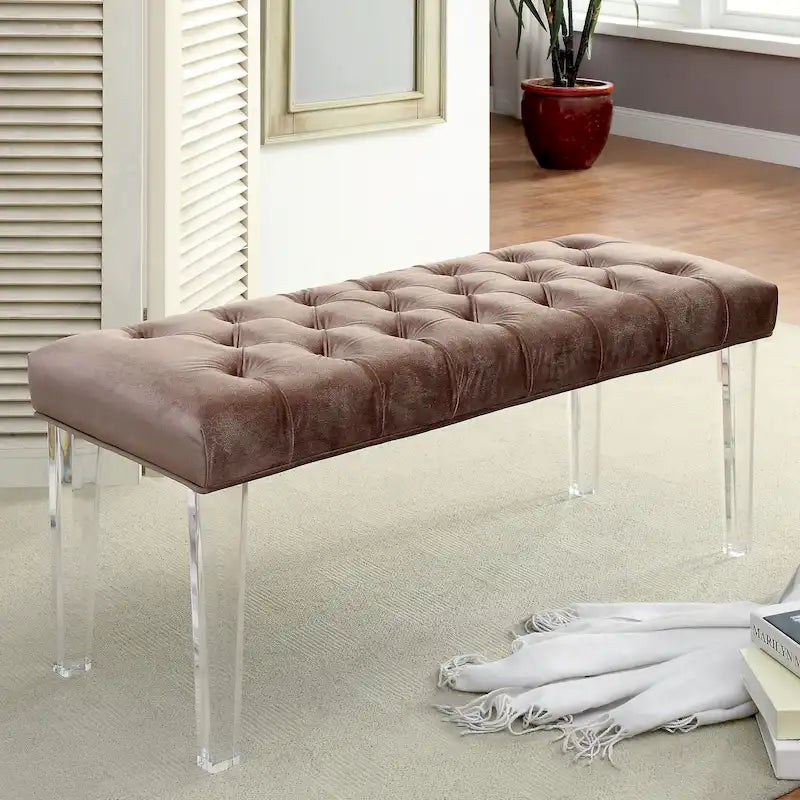 Banc d'appoint capitonné en tissu contemporain Bral par Furniture of America