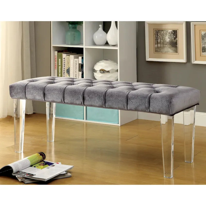 Banc d'appoint capitonné en tissu contemporain Bral par Furniture of America