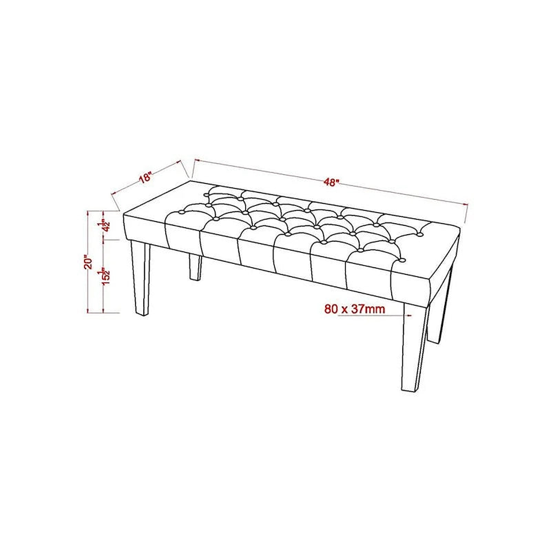 Banc d'appoint capitonné en tissu contemporain Bral par Furniture of America