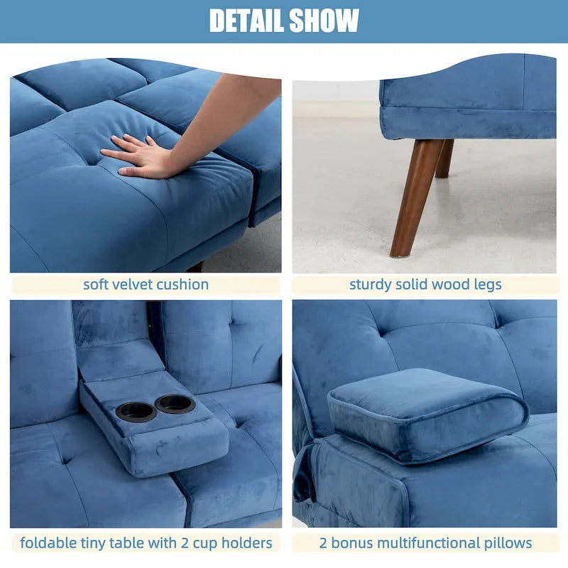 Futzca 60 Petit canapé deux places, canapé-lit convertible mignon 3 en 1