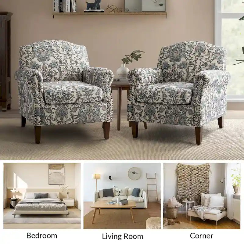 Fauteuil de salon Giampiero avec garniture cloutée (lot de 2) par HULALA HOME