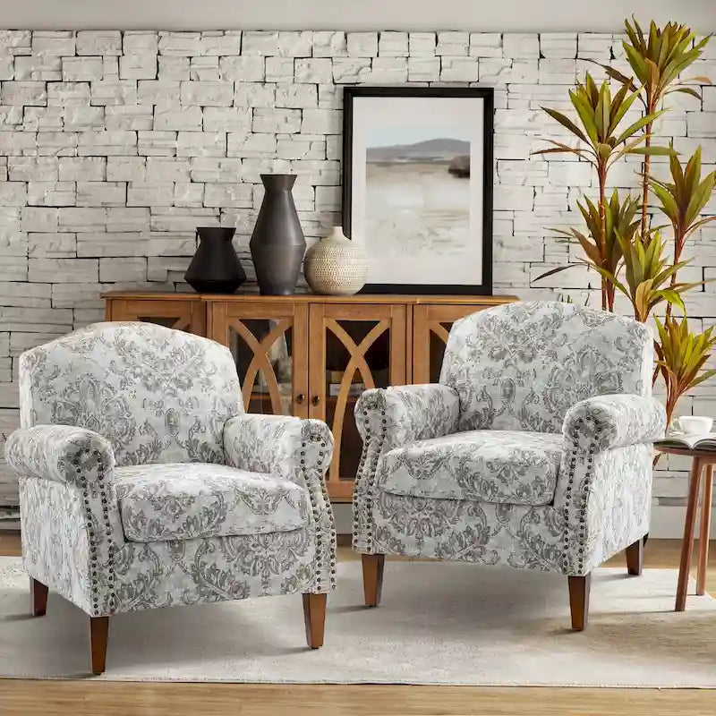 Fauteuil de salon Giampiero avec garniture cloutée (lot de 2) par HULALA HOME