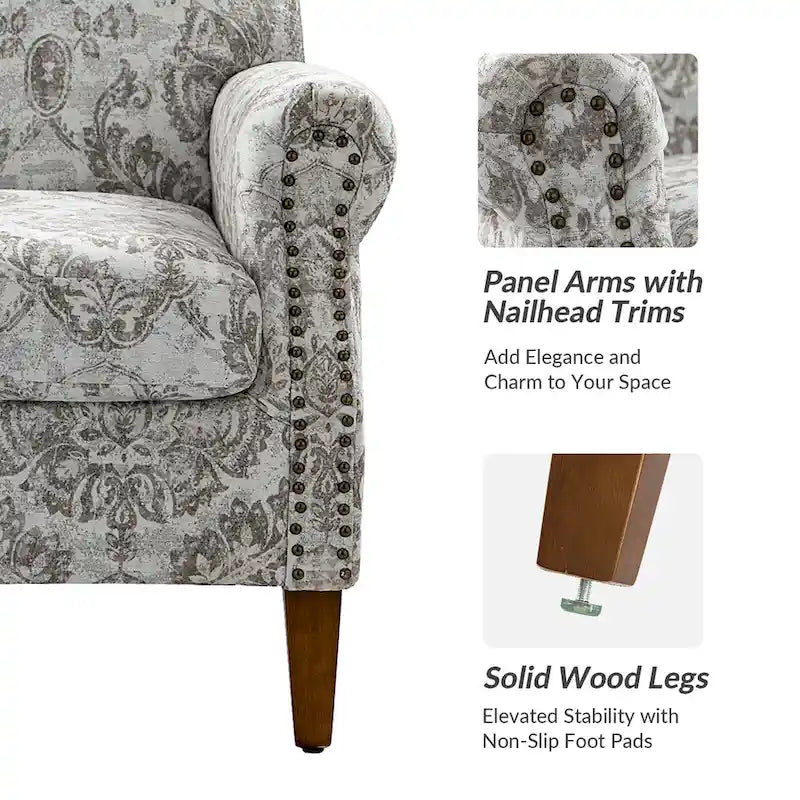 Fauteuil de salon Giampiero avec garniture cloutée (lot de 2) par HULALA HOME