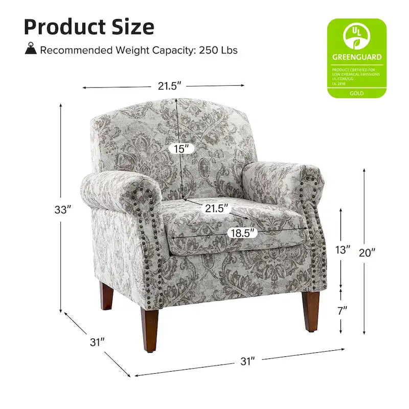 Fauteuil de salon Giampiero avec garniture cloutée (lot de 2) par HULALA HOME