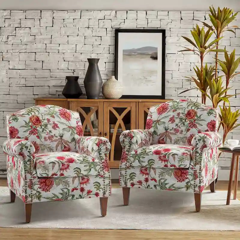 Fauteuil de salon Giampiero avec garniture cloutée (lot de 2) par HULALA HOME