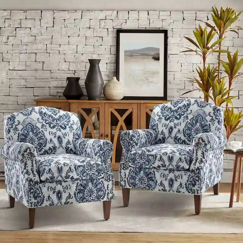 Fauteuil de salon Giampiero avec garniture cloutée (lot de 2) par HULALA HOME