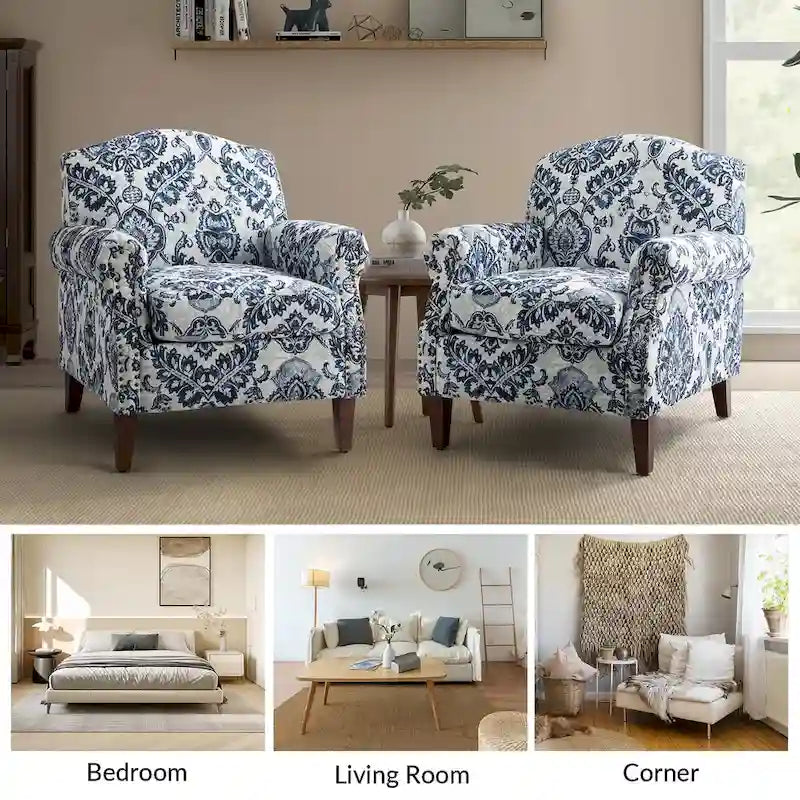 Fauteuil de salon Giampiero avec garniture cloutée (lot de 2) par HULALA HOME