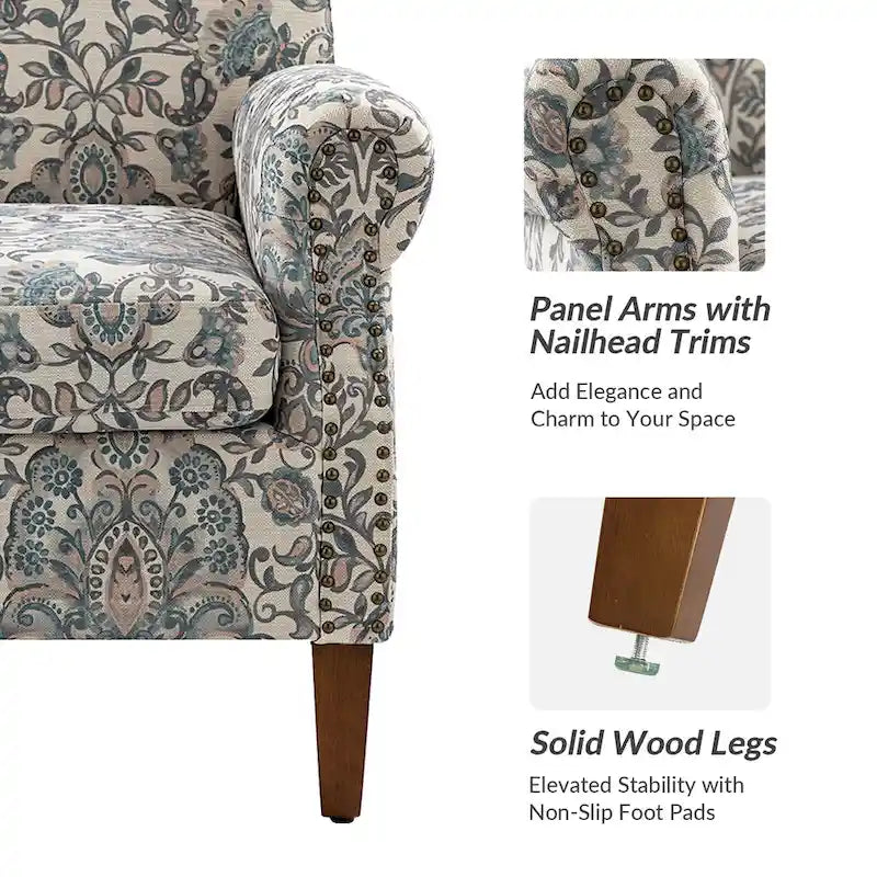 Fauteuil de salon Giampiero avec garniture cloutée (lot de 2) par HULALA HOME