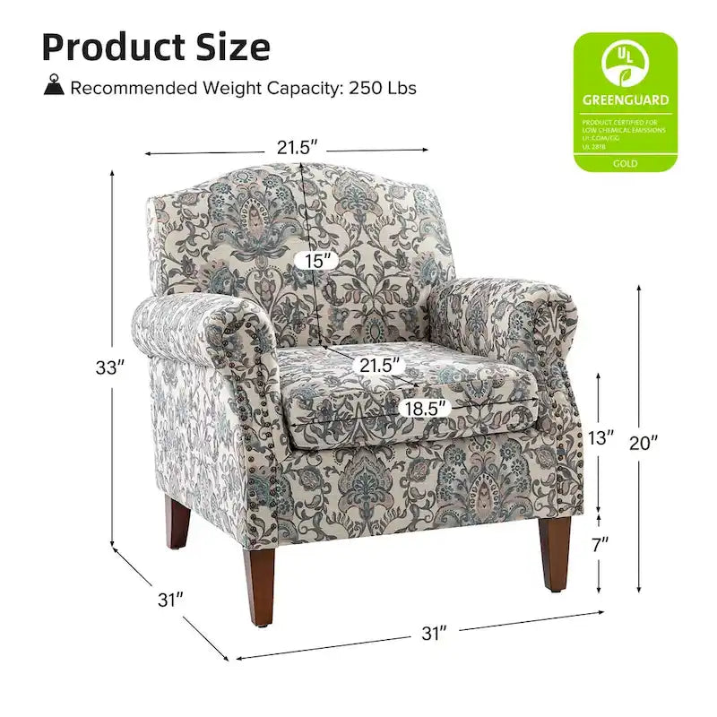 Fauteuil de salon Giampiero avec garniture cloutée (lot de 2) par HULALA HOME