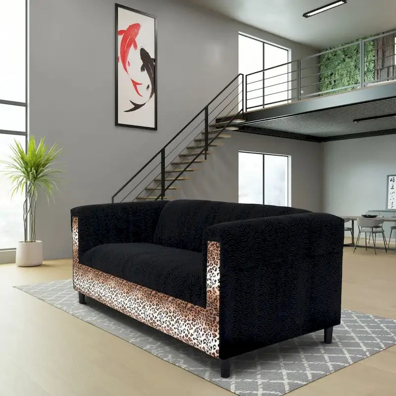 Canapé 3 places moderne du milieu du siècle Coast to Coast Sofas, velours, structure en bois massif, rembourré
