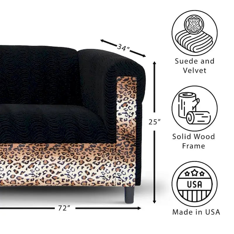 Canapé 3 places moderne du milieu du siècle Coast to Coast Sofas, velours, structure en bois massif, rembourré