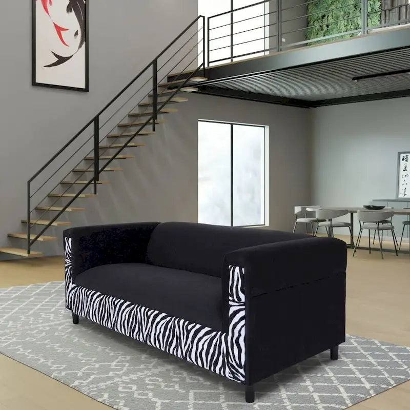 Canapé 3 places moderne du milieu du siècle Coast to Coast Sofas, velours, structure en bois massif, rembourré