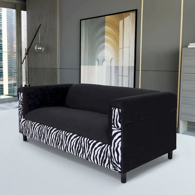 Canapé 3 places moderne du milieu du siècle Coast to Coast Sofas, velours, structure en bois massif, rembourré