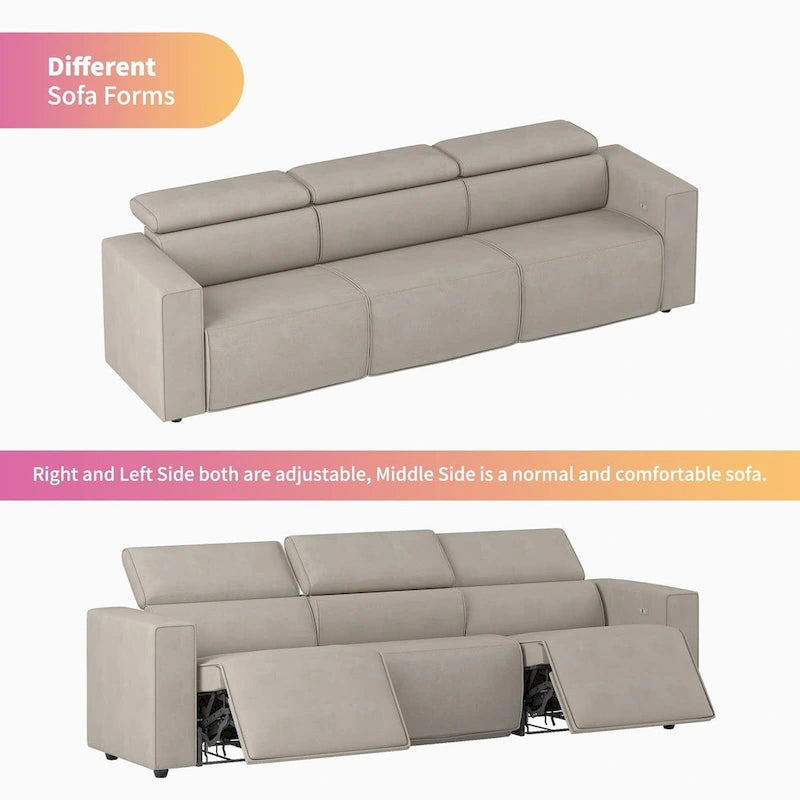 Canapé inclinable électrique Mixoy, canapé inclinable électrique en similicuir, sièges de cinéma avec port de chargement USB