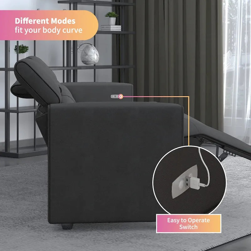 Canapé inclinable électrique Mixoy, canapé inclinable électrique en similicuir, sièges de cinéma avec port de chargement USB