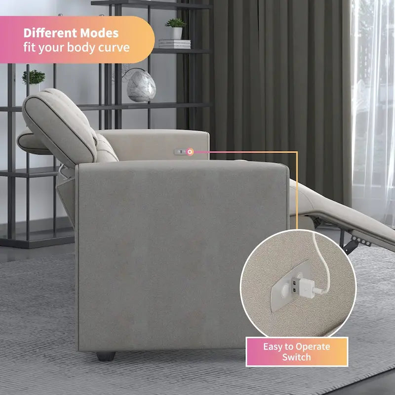 Canapé inclinable électrique Mixoy, canapé inclinable électrique en similicuir, sièges de cinéma avec port de chargement USB