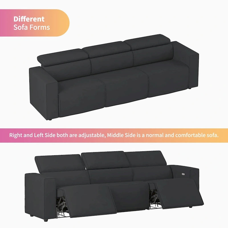 Canapé inclinable électrique Mixoy, canapé inclinable électrique en similicuir, sièges de cinéma avec port de chargement USB