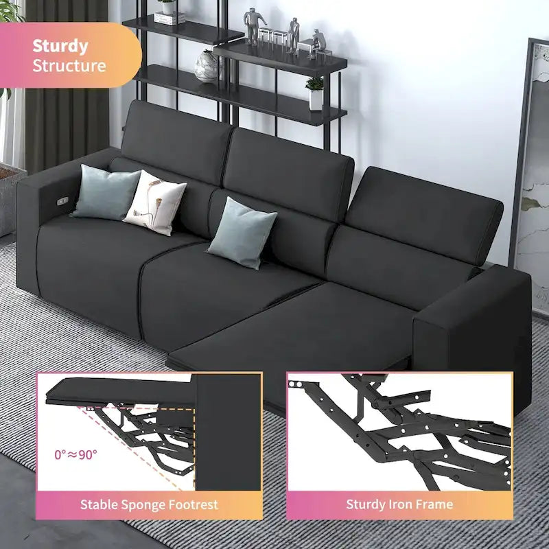 Canapé inclinable électrique Mixoy, canapé inclinable électrique en similicuir, sièges de cinéma avec port de chargement USB
