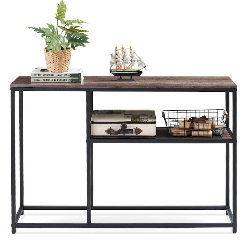 MCombo Console étroite avec étagère de rangement pour salon, MDF Sauge80 - 2,29 m x 3,28 m